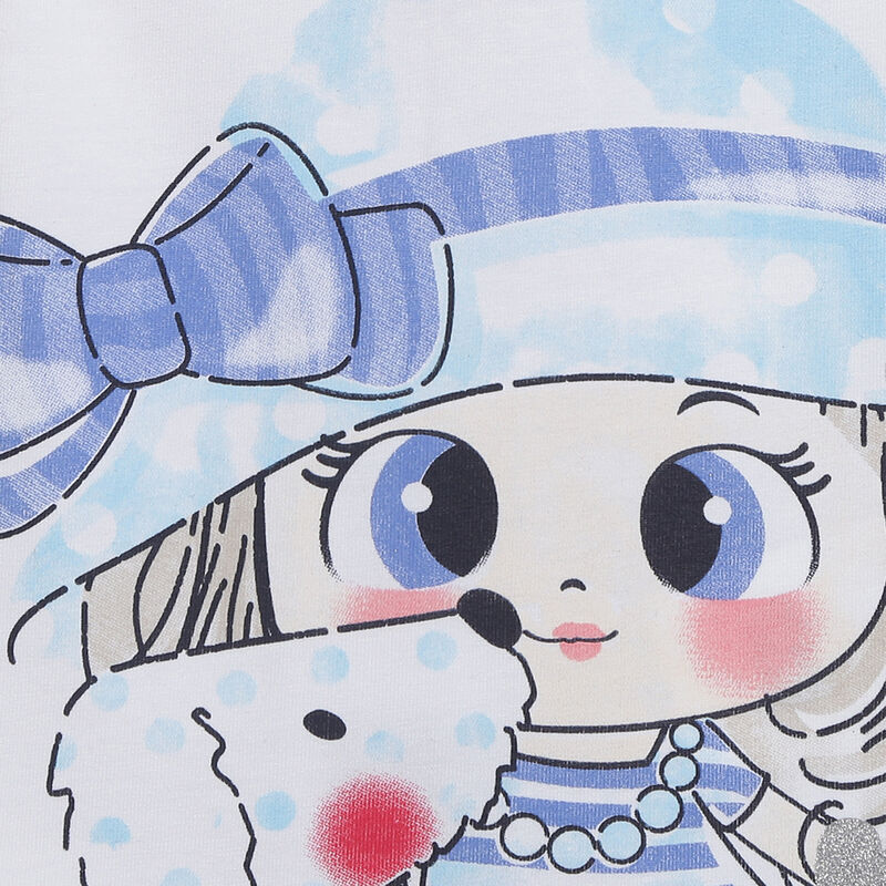 Girls White Printed Short Sleeve T-shirt image number 2